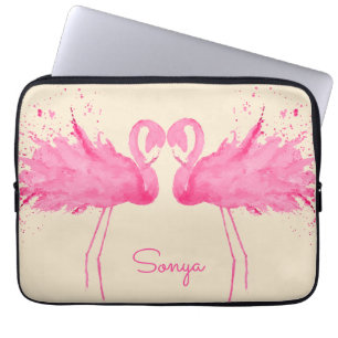 Capa Para Notebook Flamingos Bonitos Com Seu Nome