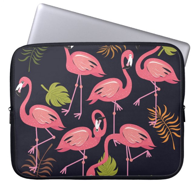 Capa Para Notebook Flamingos, colheita de aves tropicais. (Frente)