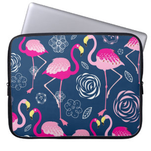 Capa Para Notebook Flamingos Rosa: Padrão Gráfico Escuro