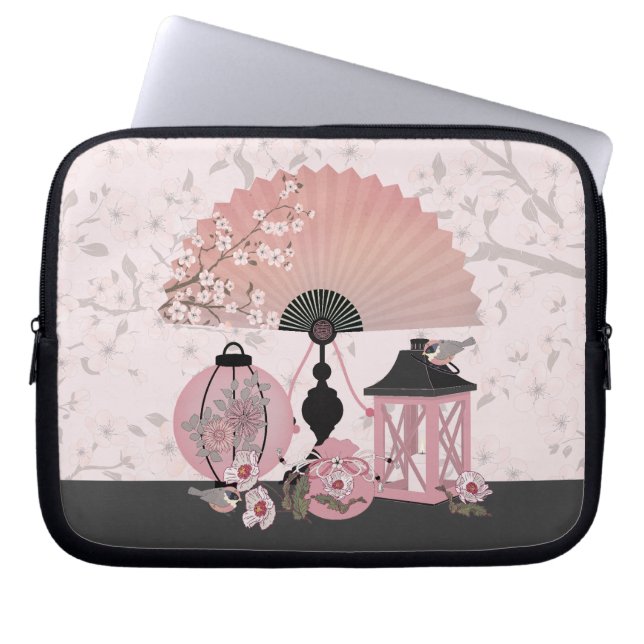 Capa Para Notebook Flandres de fã cereja floresce arte digital orient (Frente)