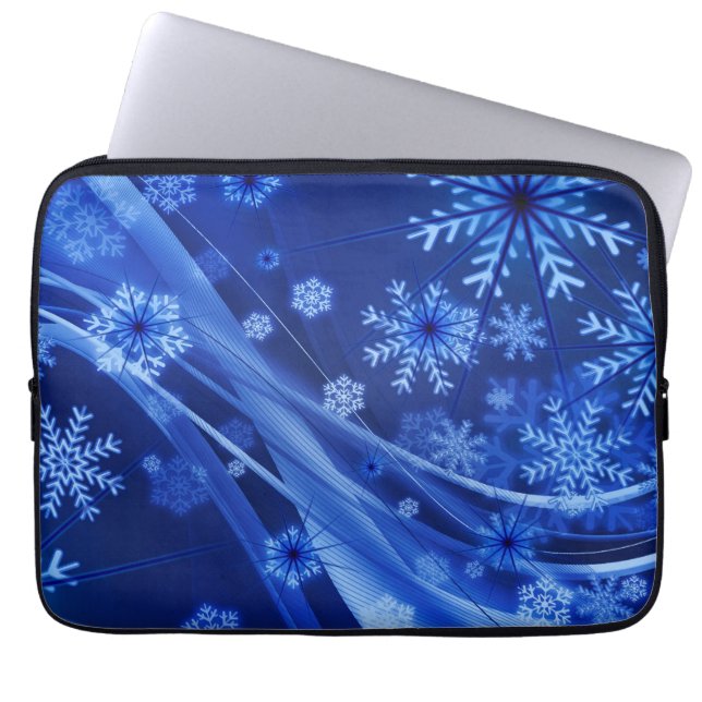 Capa Para Notebook Flocos de neve azuis (Frente)