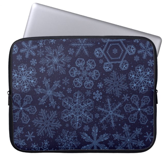 Capa Para Notebook Flocos de neve azuis em azul (Frente)
