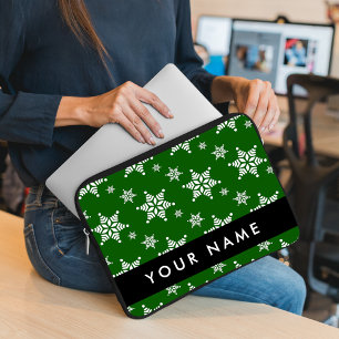 Capa Para Notebook Flocos de neve brancos, azuis, seu nome, personali