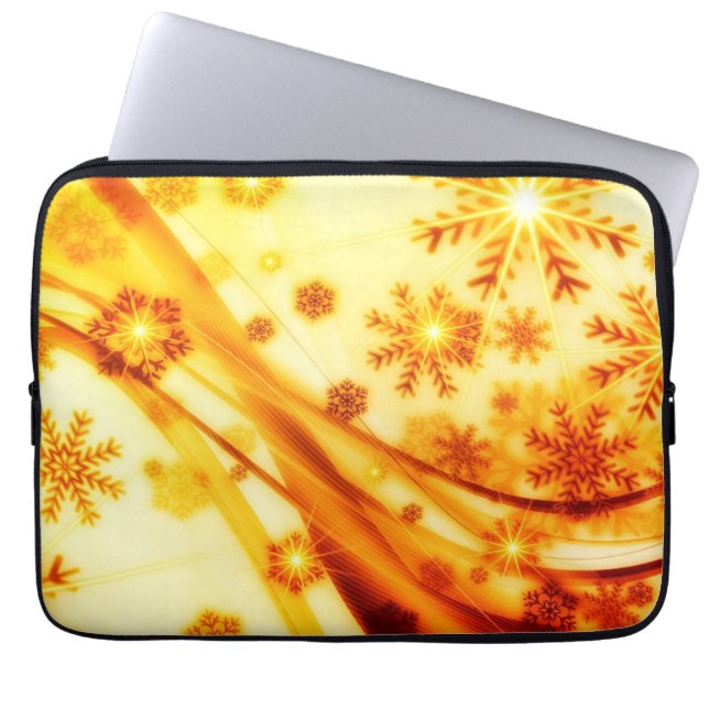 Capa Para Notebook Flocos de neve de Natal ouro (Frente)