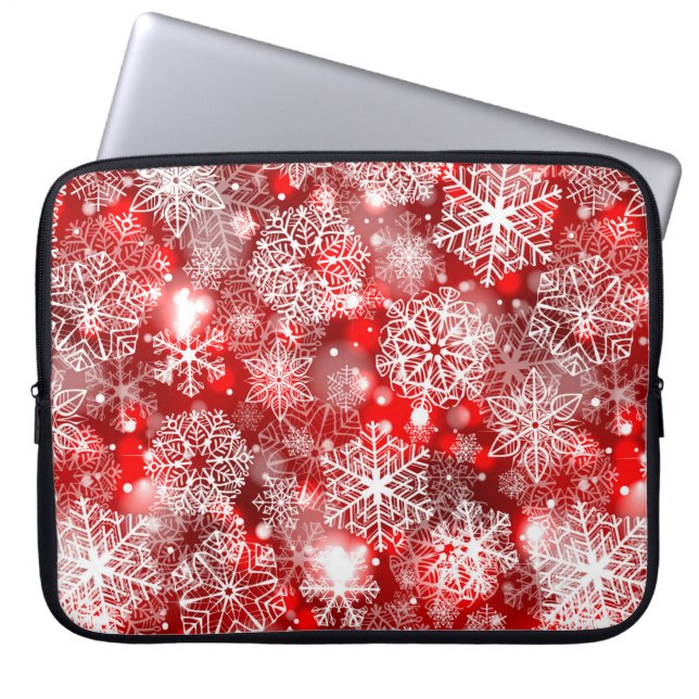 Capa Para Notebook Flocos de neve em vermelho (Frente)