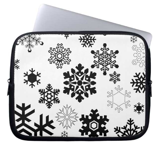 Capa Para Notebook Flocos de neve preto e branco (Frente)