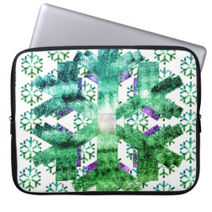 Capa Para Notebook Flocos de Neve Roxos e Azuis em uma Bolsa de Eletr
