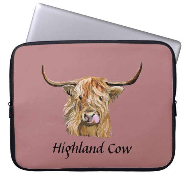 Capa Para Notebook Floffy Red Highland Cow Original Arte Digital (Frente)