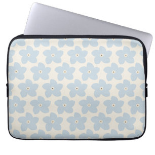 Capa Para Notebook Flor Azul Claro e Creme Retro
