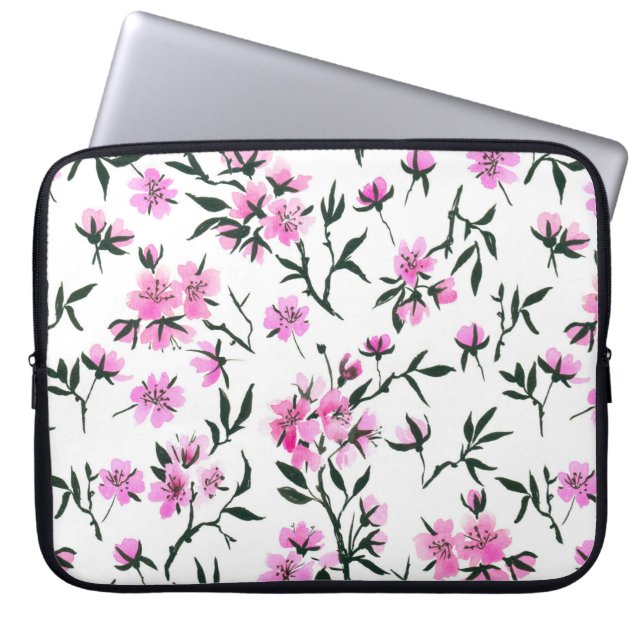Capa Para Notebook Flor branco de cereja em branco (Frente)