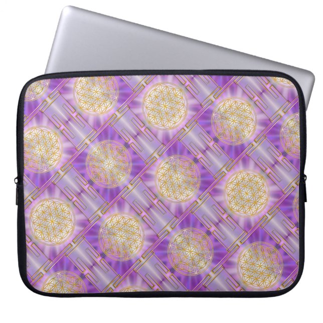 Capa Para Notebook FLOR DA VIDA - Padrão uniforme de Yantra (Frente)