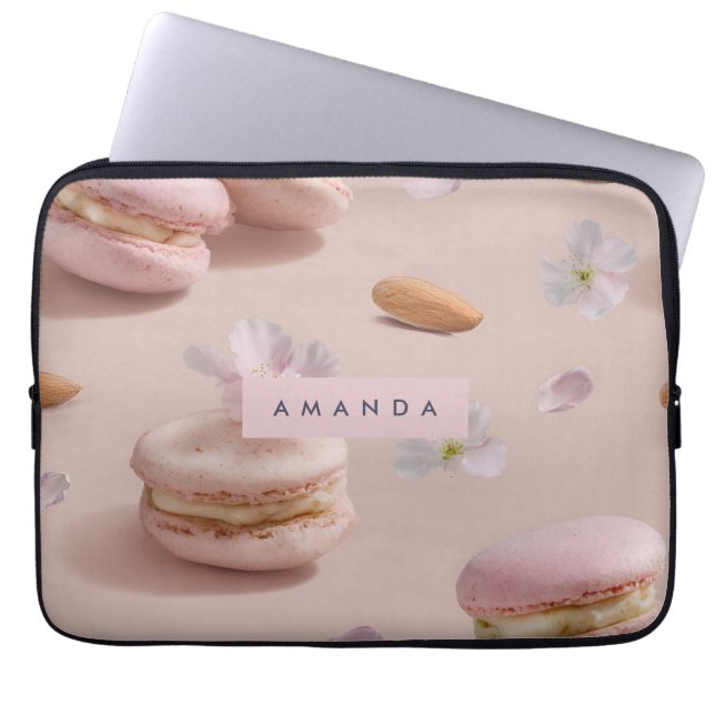 Capa Para Notebook Flor de Amêndoa de Macaron de Pastel Cuja Folha fo (Frente)
