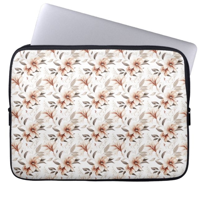Capa Para Notebook Flor de Campo Aguarela Rosa Marrom (Frente)