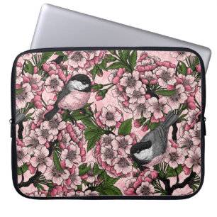 Capa Para Notebook Flor de cereja e frangas a rosa