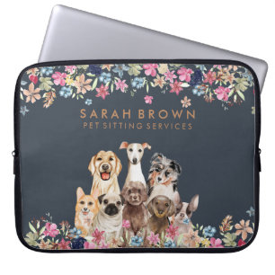 Capa Para Notebook Flor de Estimação Cachorro Fofo Marrom Azul-Marinh