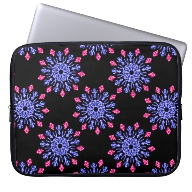 Capa Para Notebook Flor de néon azul e vermelha (Frente)