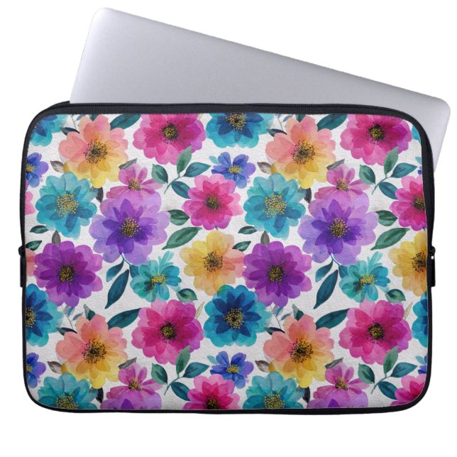 Capa Para Notebook Flor de Primavera de Aquarela Flores Brilhantes Vi (Frente)
