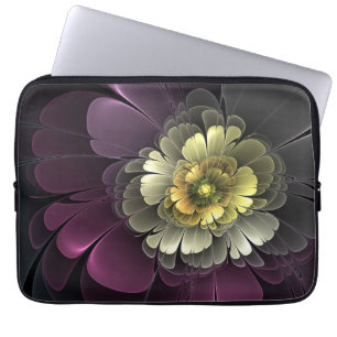 Capa Para Notebook Flor Fractal Abstrata Moderna Purpur Khaki Cinza