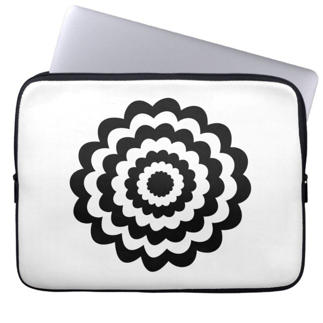 Capa Para Notebook Flor Funky em preto e branco. (Frente)
