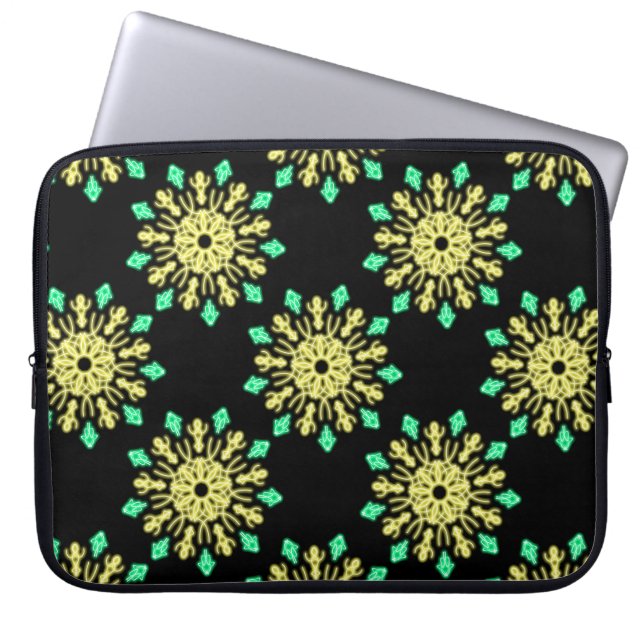 Capa Para Notebook Flor néon amarela e verde (Frente)