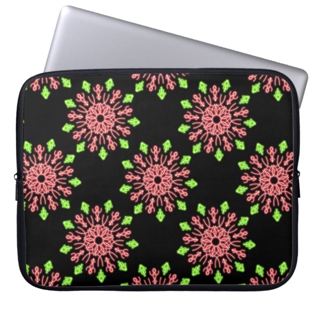 Capa Para Notebook Flor néon, vermelha e verde (Frente)
