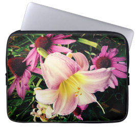 Capa Para Notebook Flor rosa e amarela