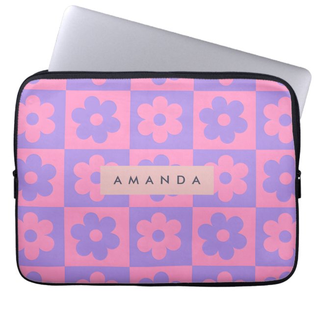 Capa Para Notebook Flor Rosa e Roxa Personalizada (Frente)