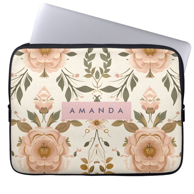 Capa Para Notebook Flor Rosada Vintage Personalizada (Frente)
