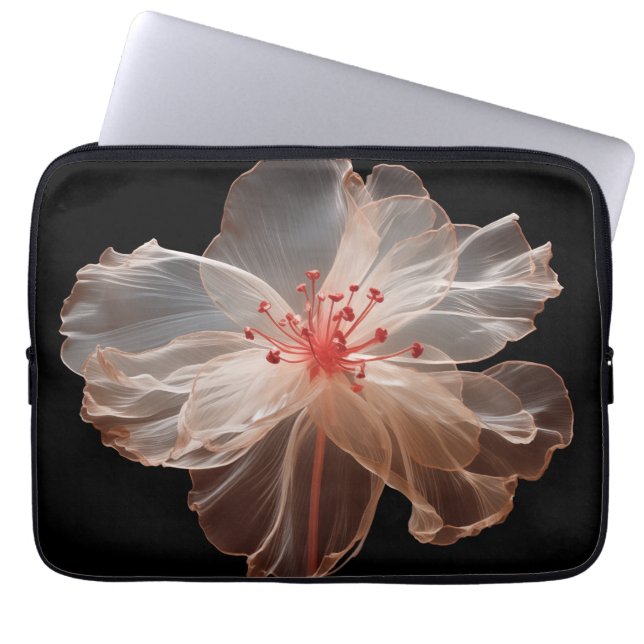 Capa Para Notebook Flor translúcida elegante a preto (Frente)