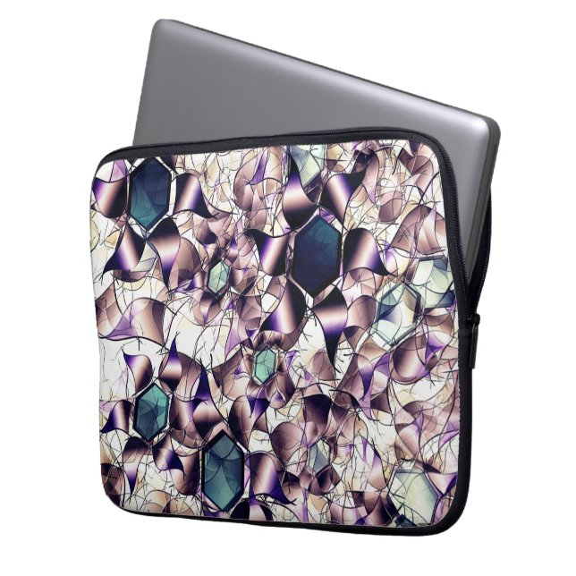 Capa Para Notebook Flor virtual bagunçada em tons gradiente (Frente Esquerda)