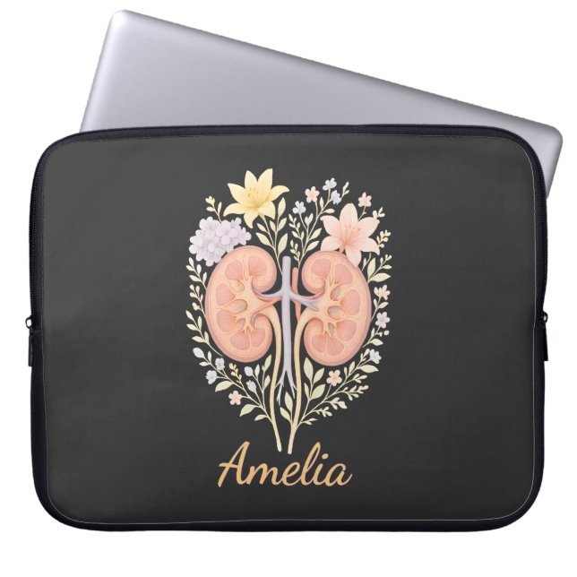 Capa Para Notebook Floral Anatomical Kidney Nephrology Nurse and Tech (Frente)