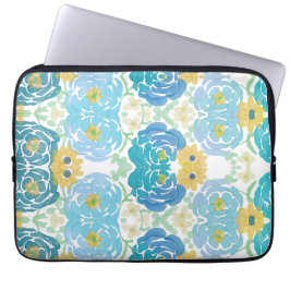 Capa Para Notebook Floral Aquarela Azul e Amarelo