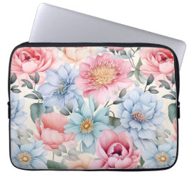 Capa Para Notebook Floral Azul e Rosa
