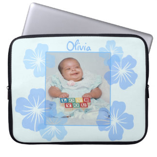 Capa Para Notebook Floral azul personalizado da foto