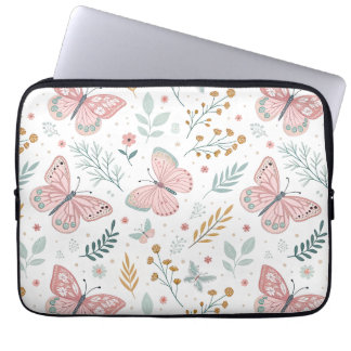 Capa Para Notebook Floral Butterfly Pastel Garden Botanical Elegance
