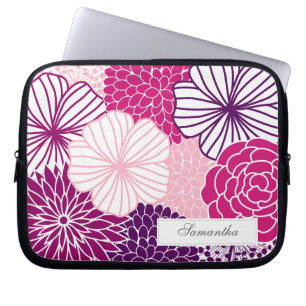 Capa Para Notebook Floral de Mod Rosa e Roxo