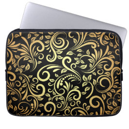 Capa Para Notebook floral de ouro   