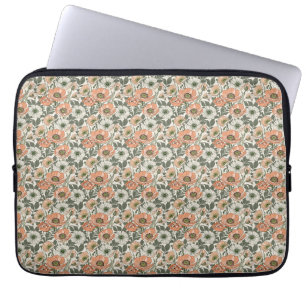 Capa Para Notebook Floral de Papoula Pêssego Creme