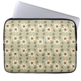 Capa Para Notebook Floral Decorativo em Branco e bege