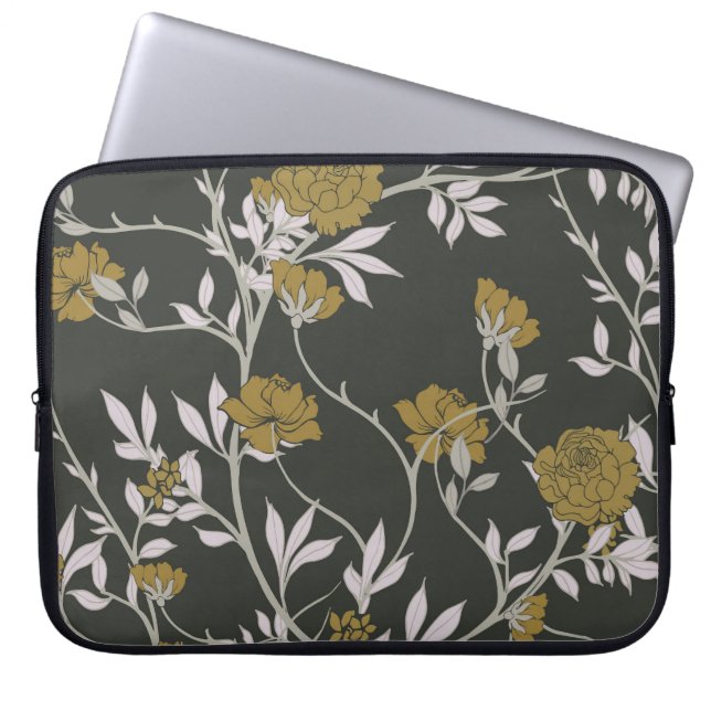 Capa Para Notebook Floral elegante: design de padrão de colheita. (Frente)