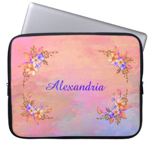 Capa Para Notebook Floral Garden Elegante Rosa Watercolor Personalize