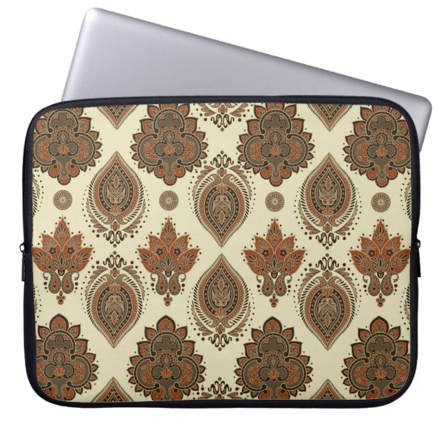 Capa Para Notebook Floral paisley, padrão de vinheta têxtil asiático. (Frente)