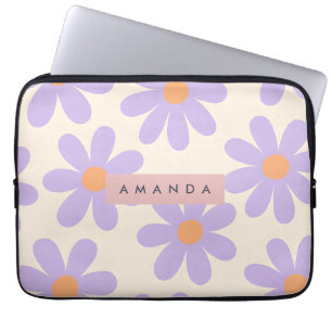 Capa Para Notebook Floral Personalizado de Margarida Lavanda Retro