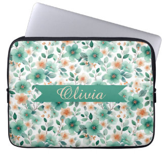 Capa Para Notebook Floral Personalizado Verde Primavera Vintage