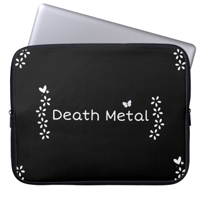 Capa Para Notebook Floral Preto "Death Metal" com Borboletas (Frente)
