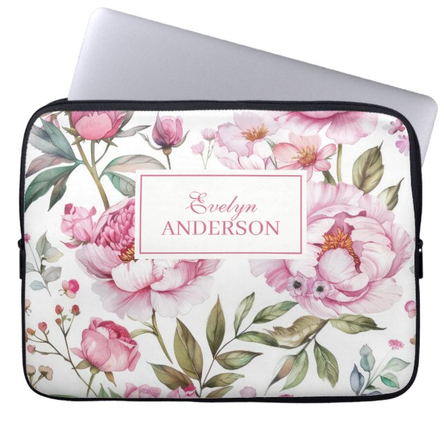 Capa Para Notebook Floral Rosa (Frente)