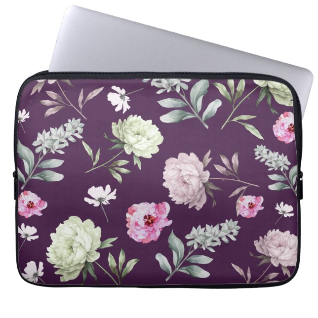 Capa Para Notebook Floral Roxo Elegante (Frente)