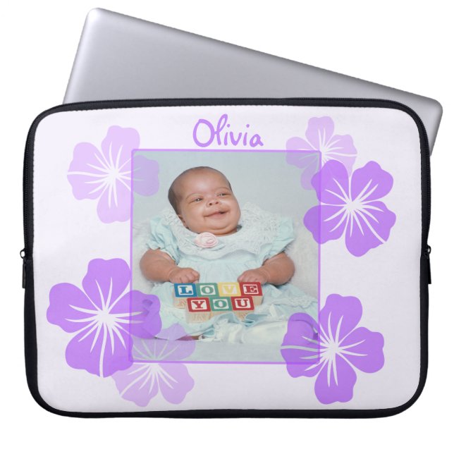 Capa Para Notebook Floral roxo personalizado da foto (Frente)