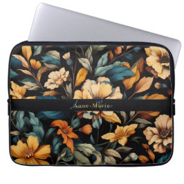 Capa Para Notebook Floral rustic vintage elegante preto