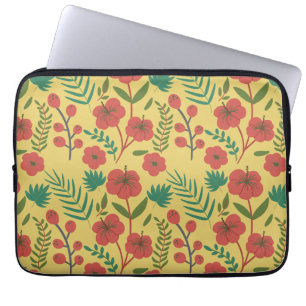 Capa Para Notebook Floral, sem costura, flores amarelas vermelhas